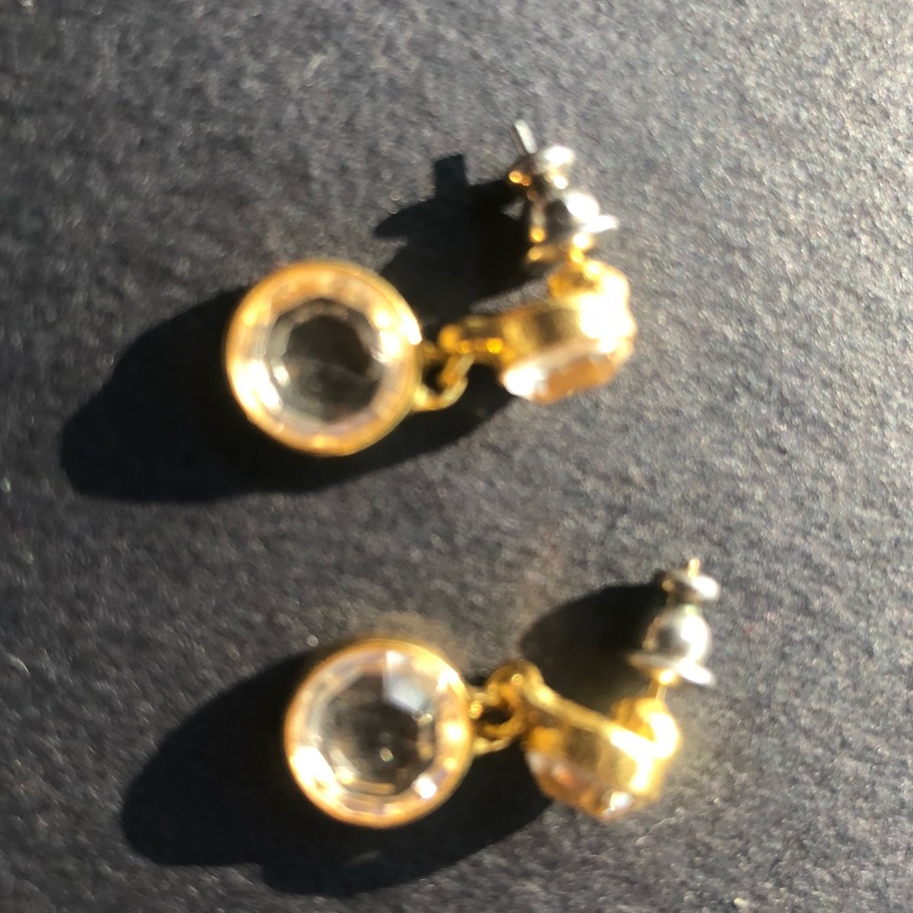 Vintage 50/60’s Earrings Glass Dangle Gold Plated